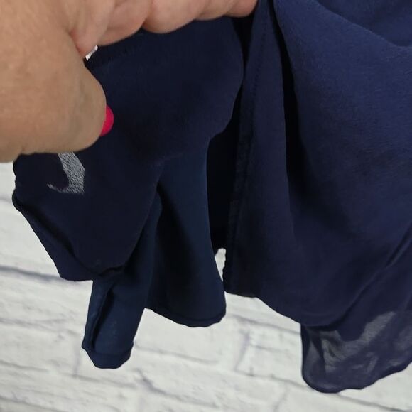 Joie Navy Jevin Silk Romper Pockets Long Sheer Sleeves Floral Lace Short Jumper - Picture 12 of 15